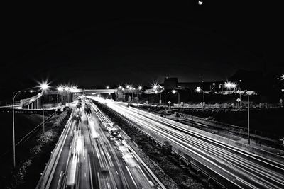 Light trails on road at night