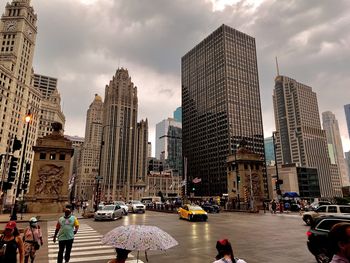 Panoramic view of city buildings against sky