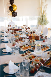 View of food served on table