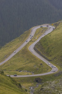 High angle view of winding road on mountain