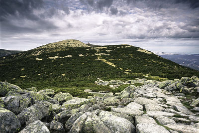 Scenic view of rocky mountains against sky