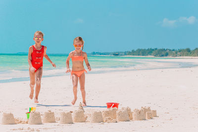 Full length of women on beach