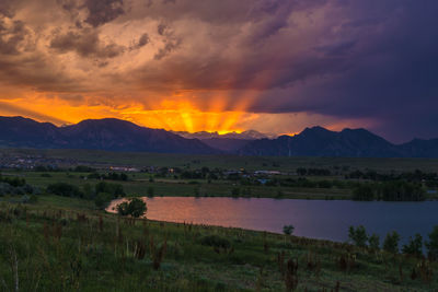 Scenic view of landscape against sky during sunset