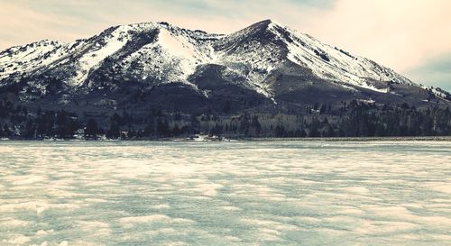 Scenic view of snowcapped mountain against sky