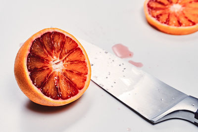 High angle view of oranges on table