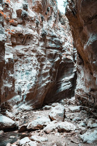 Low angle view of rock formation