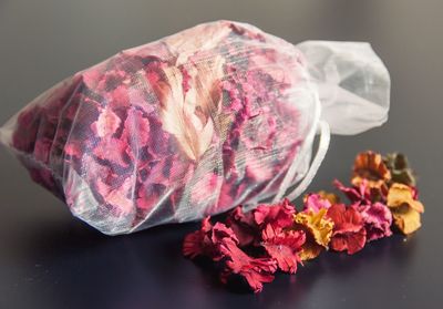 Close-up of flowers on table