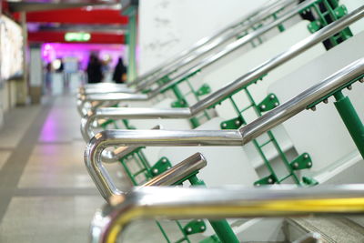 Close-up of railings at staircase