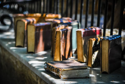 Old books on table