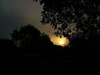 Silhouette trees against sky at sunset