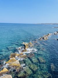 Scenic view of sea against clear sky