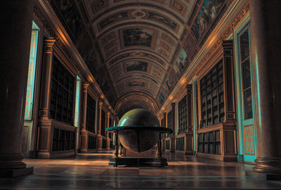 Interior of illuminated historic building