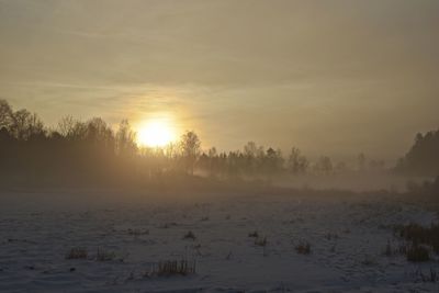 Scenic view of landscape against sky during sunset