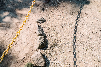 High angle view of shadow on road