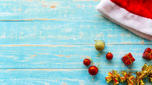 High angle view of fruits on table