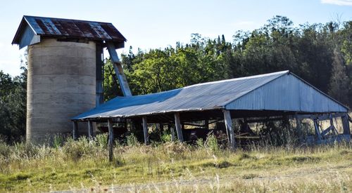 Built structure on grassy field