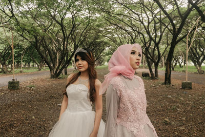 Beautiful women standing at park