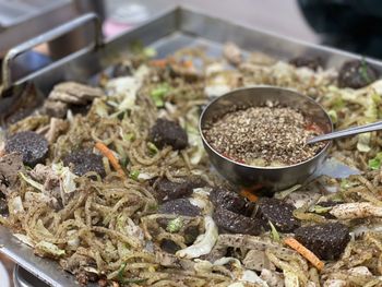 High angle view of food on table