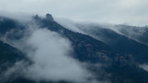 High angle view of mountains against sky