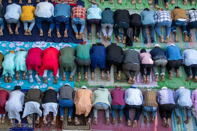 Islamic community celebrates eid al-fitr ramadan in the masjid of kathmandu.