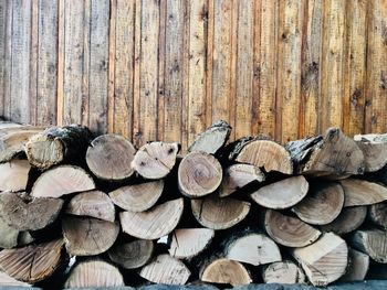 Full frame shot of logs in forest