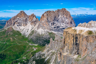 Panoramic view of rocky mountains against sky