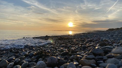 Scenic view of sea during sunset