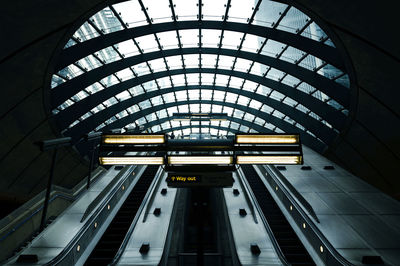 Low angle view of escalator at railroad station