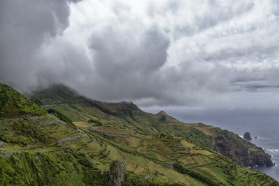 Scenic view of mountains against sky