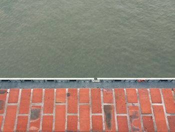 High angle view of red water