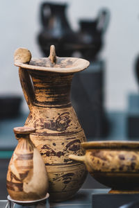 Close-up of old food on table