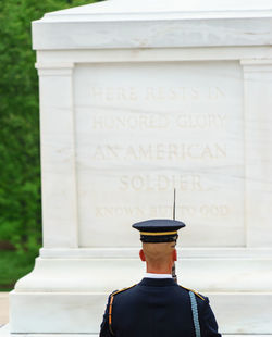 Close-up of man with text