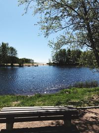 Scenic view of lake against clear sky