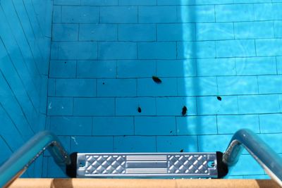 Close-up view of blue swimming pool 