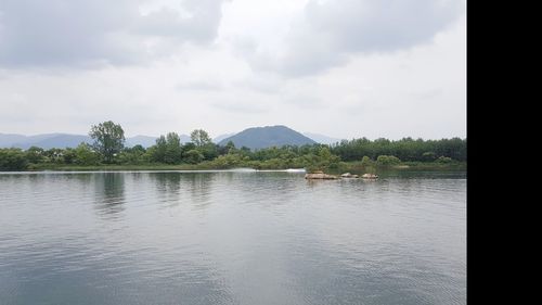 Scenic view of lake against sky