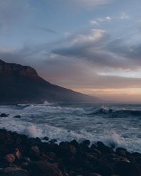 Scenic view of sea at sunset