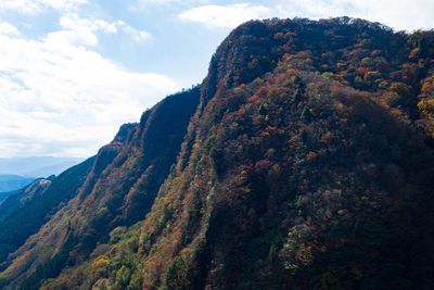 Scenic view of mountains against sky during autumn