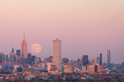 Cityscape against sky during sunset