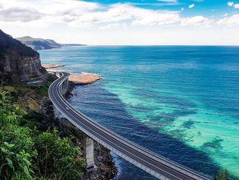 High angle view of sea against sky