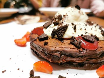 Close-up of dessert in plate on table