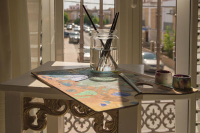 Close-up of glass on table