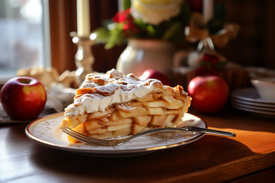 Close-up of food in plate on table