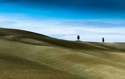 Silhouette of trees on landscape against sky