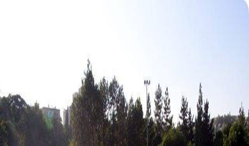 Panoramic view of land against clear sky