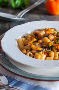 Close-up of food in plate on table