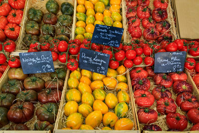 Various fruits for sale at market stall