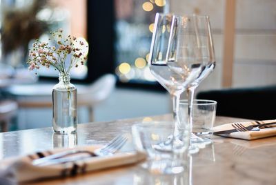 Close-up of place setting on table