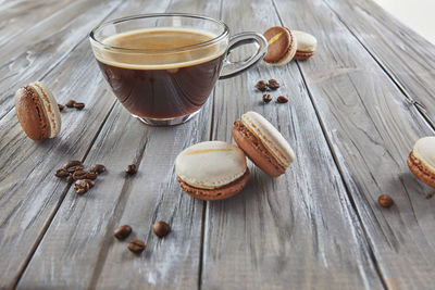 High angle view of coffee on table