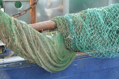 Green fishing net on boat