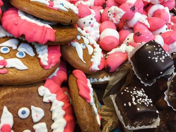 High angle view of cookies